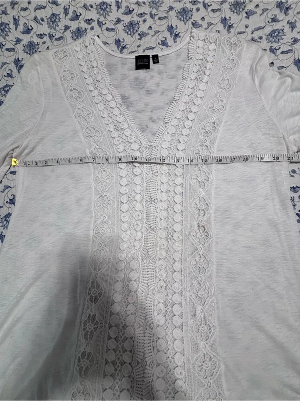Saks Fifth Avenue women’s white crochet tunic size Large romantic cottagecore - Image 9