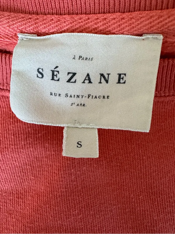 Sézane Amour Sweatshirt Pêche Vif Coral Pink Logo Organic Cotton Size S Sezane - Image 7