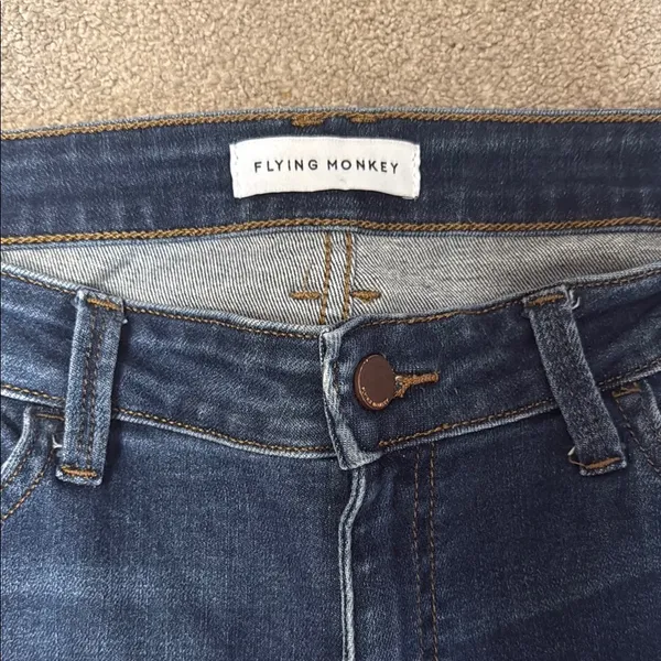 Flying Monkey Dark Wash Distressed Skinny Jeans Size 32 - Image 4