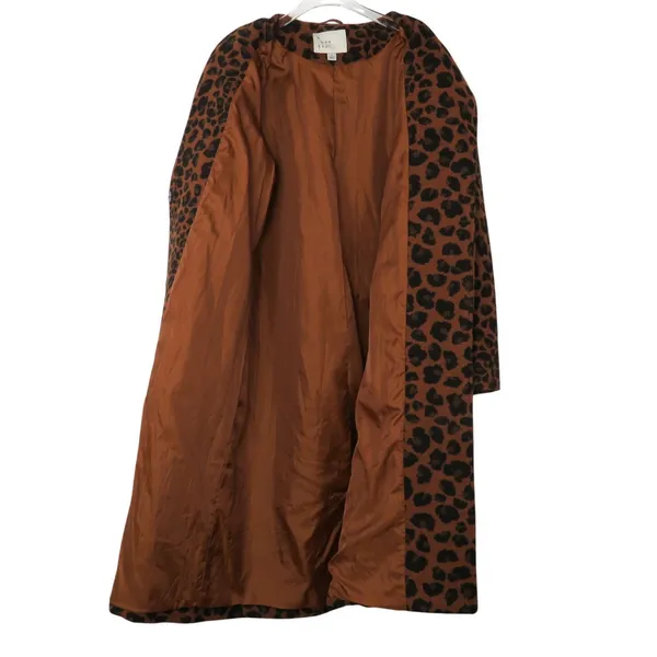 A New Day Leopard Print Long Peacoat Casual Jacket Small Animal Print Oversized - Image 7