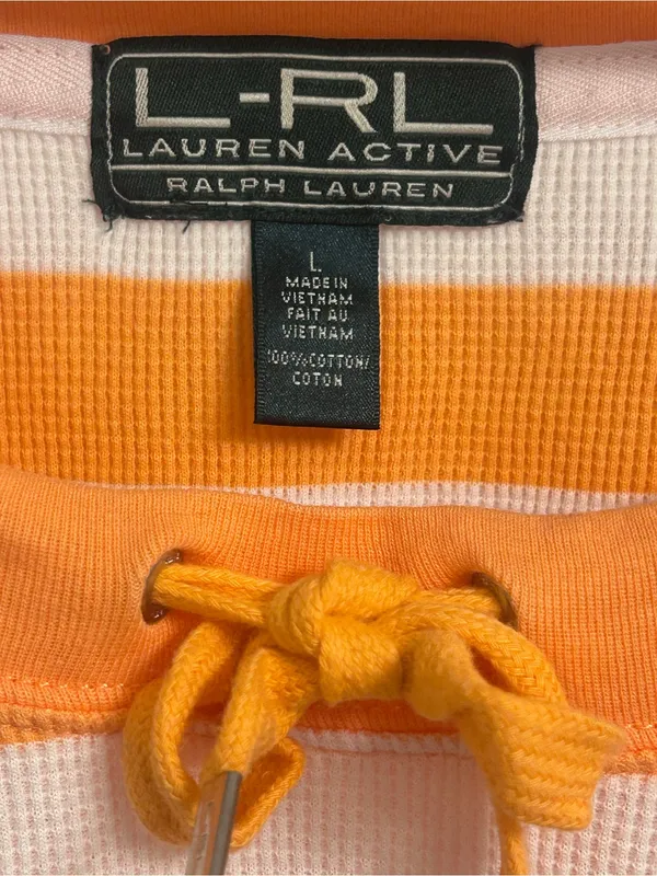 L.R.L. Lauren Ralph Lauren Orange & White Striped Top - Image 3