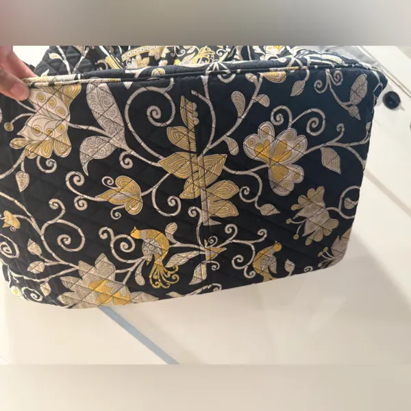 Vera Bradley Floral Black and Yellow Tote Travel‎ Bag - Image 6