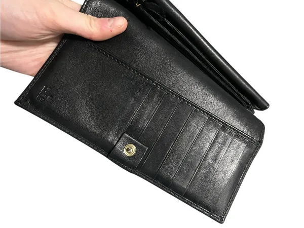 Authentic Gucci Guccissima GG Logo Black Fabric Gold Hardware Long Wallet - Image 8