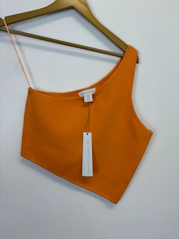 NWT House of Harlow Orange One Shoulder Crop Top - Image 3
