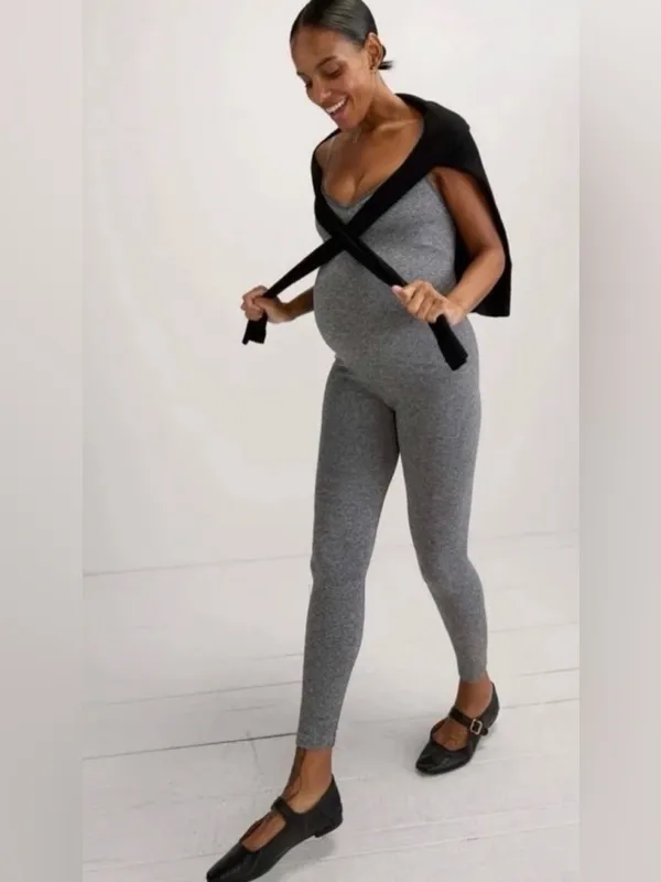 Hatch The Body Rib Unitard Maternity In Grey,Size M,Stretch - Image 6
