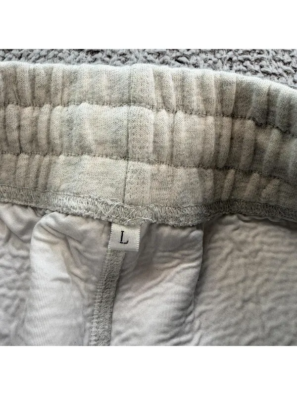 Drama Studded Logo Wide Leg Sweatpants Oatmeal Gray Size Large Oversized Baggy - Image 6