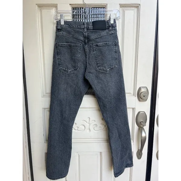 Zara‎ Straight Leg Jeans Distressed Black Wash Denim Casual Size 2 - Image 4
