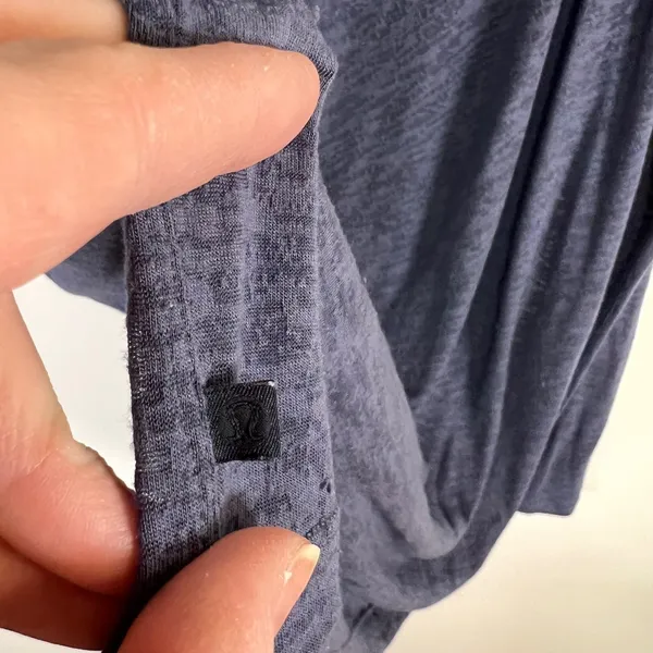 Lululemon Long Sleeve Open Back Cowl‎ Neck Burnout Top Blue Yoga Shirt - Image 7