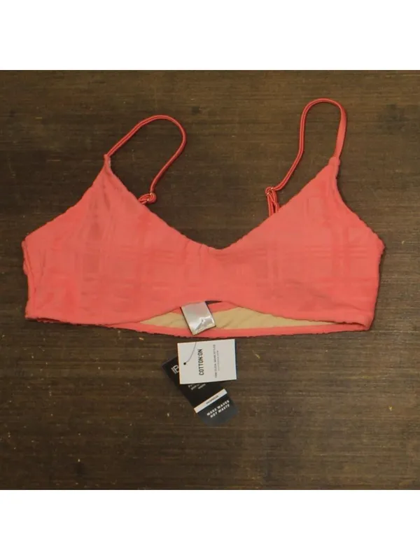 NWT Cotton On Super Scoop Neck Terry Jacquard Bikini Swim Top Shell Pink XL - Image 4
