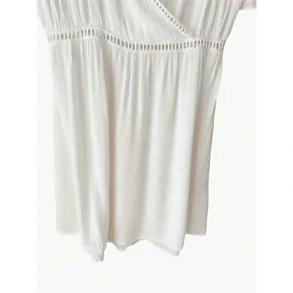 Raviya White Boho V-Neck Short Sleeves Womens Mini Dress SZ Small - Image 5