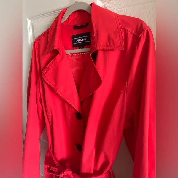 Lands’ End Crimson Dawn Harbour Cottage Trench Coat‎ Sz L Minimalist Boho-Chic - Image 6