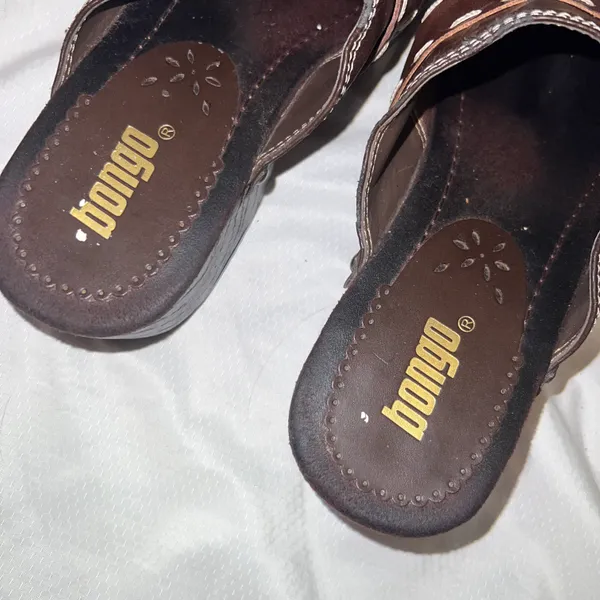 Bongo Y2K Brown Leather  Open Clogs - Image 5