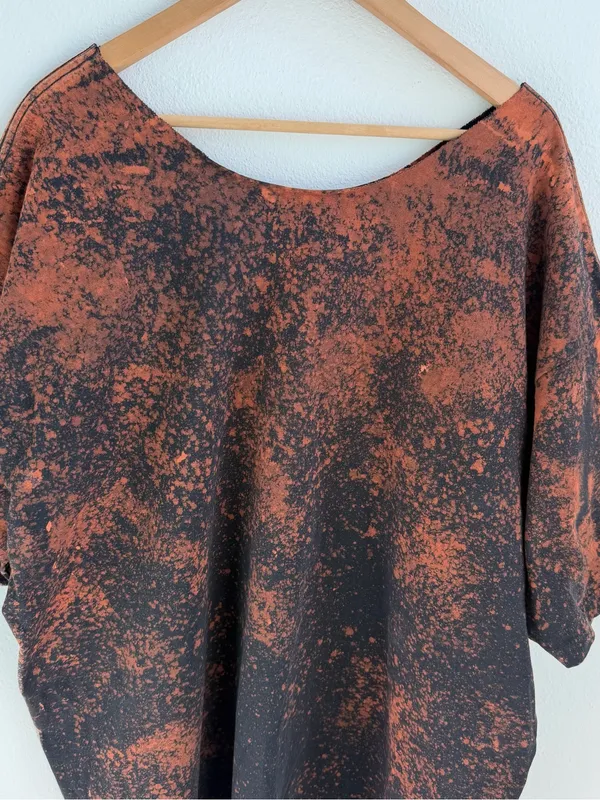 Custom Bleached Black & Brown Rammstein Graphic Off The Shoulder Tee - Image 8