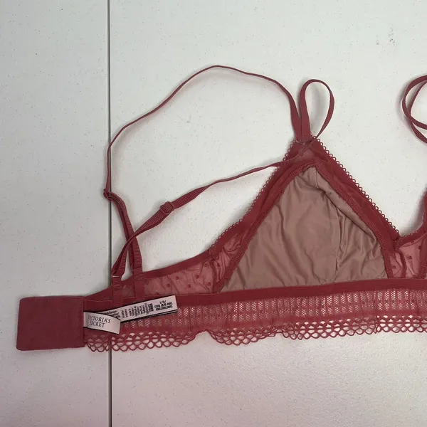 Victoria's Secret Bralette Sz L Bra Unlined Lace Detail Wireless Pink Adjustable - Image 12
