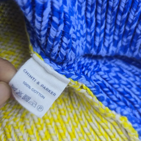 Anthropologie Chinti & Parker Colourblocked‎ Jumper Sweater Blue Yellow Small - Image 8