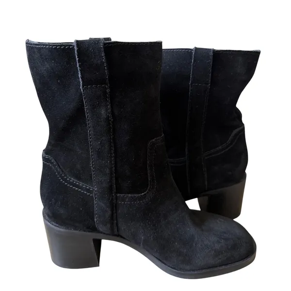Steve Madden Romney Black Suede Square Toe Winter Ankle Boots Womens Size 6.5 - Image 4