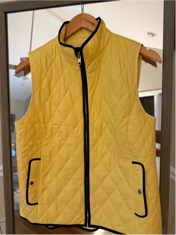 Women's Talbots Quilted Vest Petite SP Yellow Black - Image 3