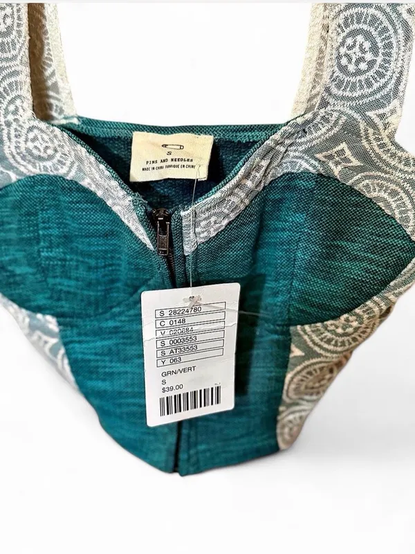 Pins & Needles Teal Turquoise & Ivory Cropped Top Bustier Sz S NWT Retail $39 - Image 4