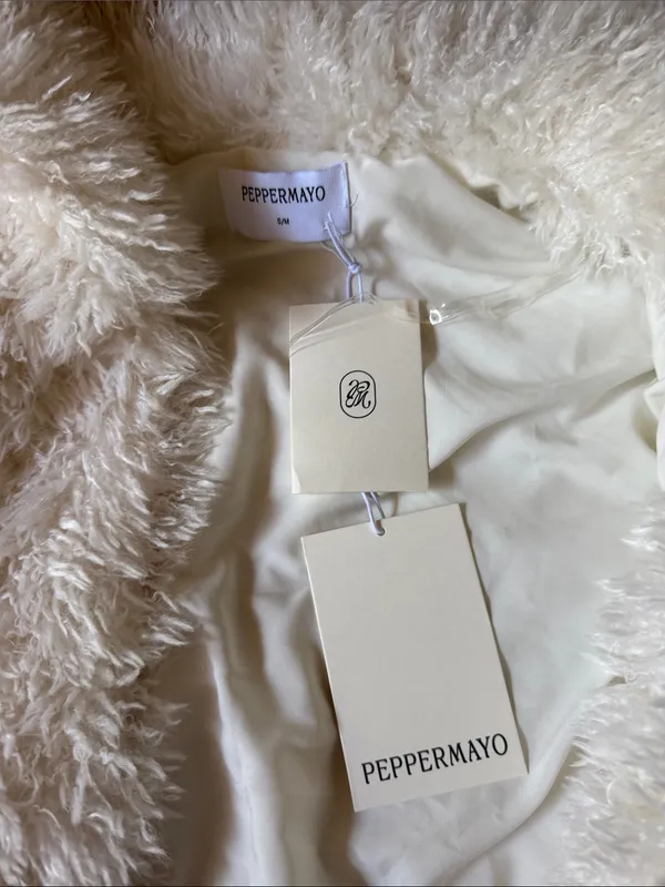 Peppermayo Denver Oversized Fur Jacket Ivory - Image 2