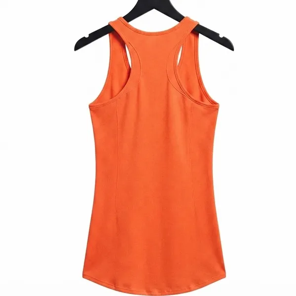 Under Armour HeatGear Fitted Ribbed Racerback Tank Top Neon Orange Medium - Image 9