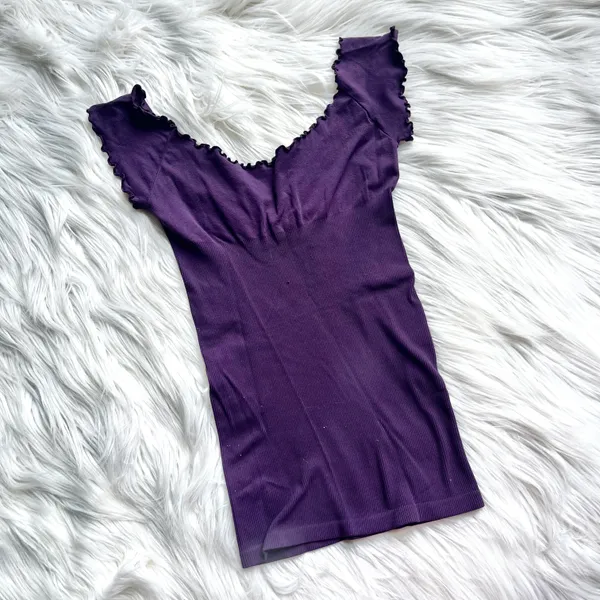 Marciano Guess 2000's Purple/Plum Seamless Off the Shoulder Top - Image 2