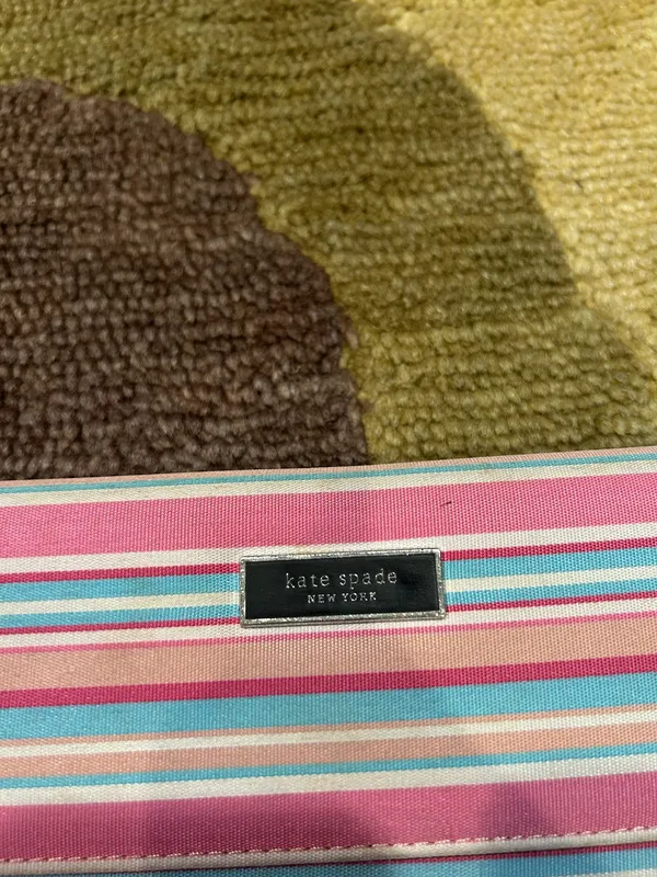 Kate Spade New York Vintage Retro Y2K Stripe Long Trifold Wallet Card Holder - Image 2