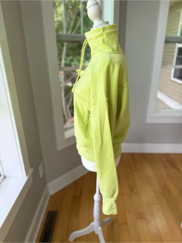 Old Navy Neon Highlighter Yellow Funnel Neck Half Zip Sweatshirt Sz Medium - Image 3