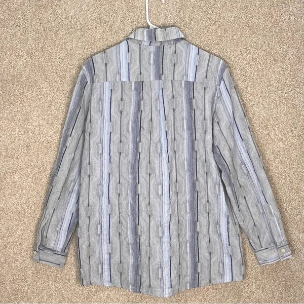 Imperfect Koch women’s long sleeve button down shirt textured cotton blend large - Image 2