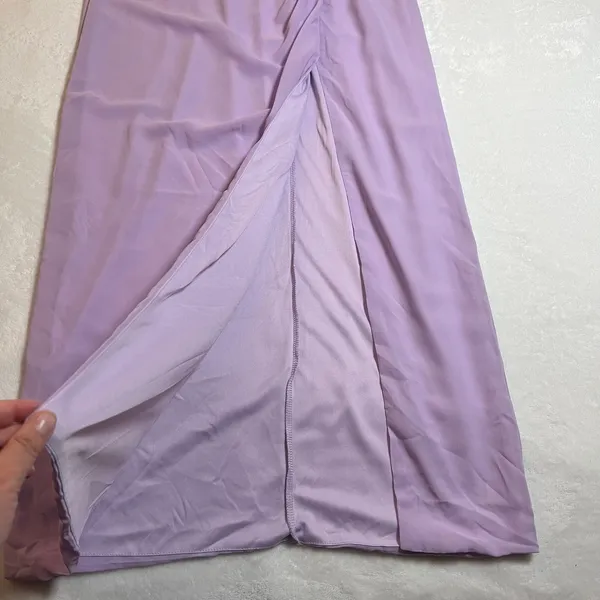 NEW Lulus Glamorous Disposition Lavender Ruched Maxi Dress Size M Bridesmaid - Image 9