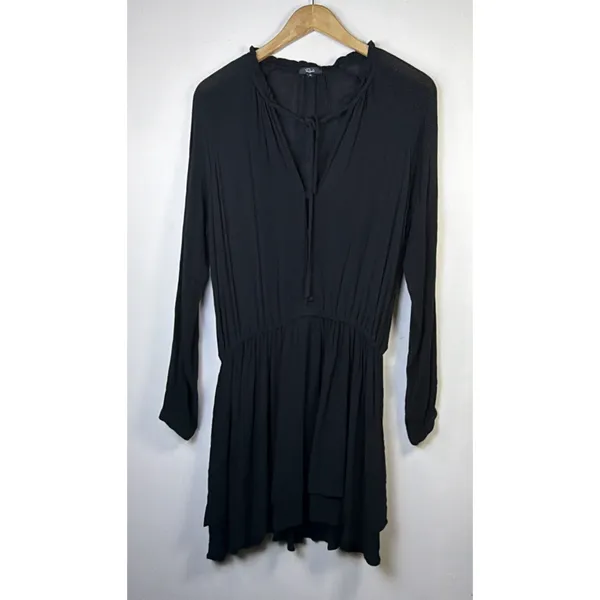 Rails Black Long Sleeve layered Mini Dress bohemian cottagecore victorian medium - Image 2