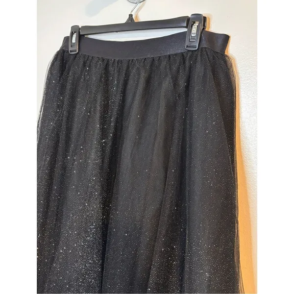 Orsay Sparkle Black Tulle A-Line Midi Skirt Size 40 (Large) - Image 3