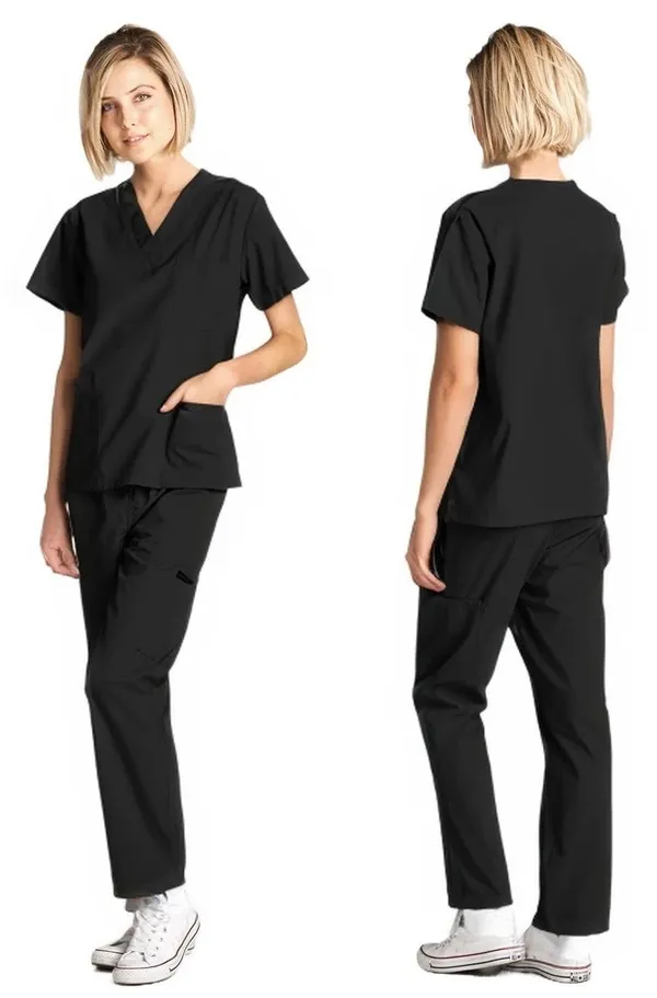 Dagacci Black 2 Piece Medical Uniform Scrub Set Medium - Image 2