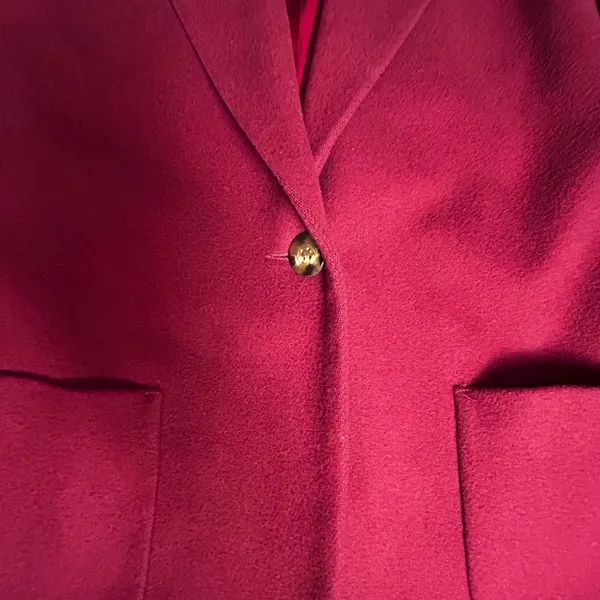 Lands End Vintage Wool‎ Cashmere Blazer Jacket Burgundy Women's Size 8 Petite - Image 2