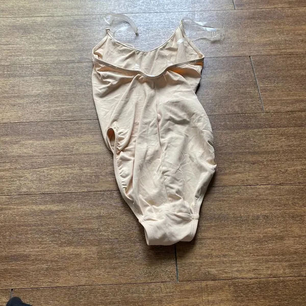 Capezio Nude Leotard Clear Straps Tan Bodysuit Gymnastics Dance Sz Medium - Image 6