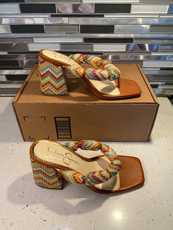 NWT  Colorful Thong Block Heel - Image 2