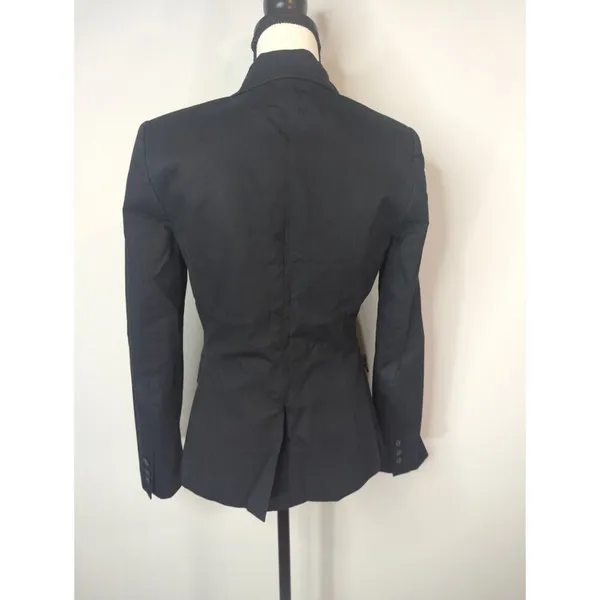 Theory Black Cotton Blend Single Breasted‎ One Button Blazer Corporate Women's 6 - Image 5