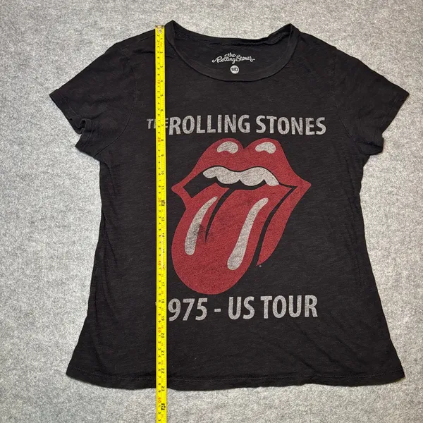 The Rolling Stones Unisex T-Shirt MD 1975 US TOUR Graphic Crew Neck Black - Image 4