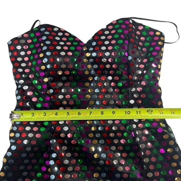 Vintage 80s Nadine Rainbow Swiftie Disco Ball Sequin Strapless Mini Dress - Image 12