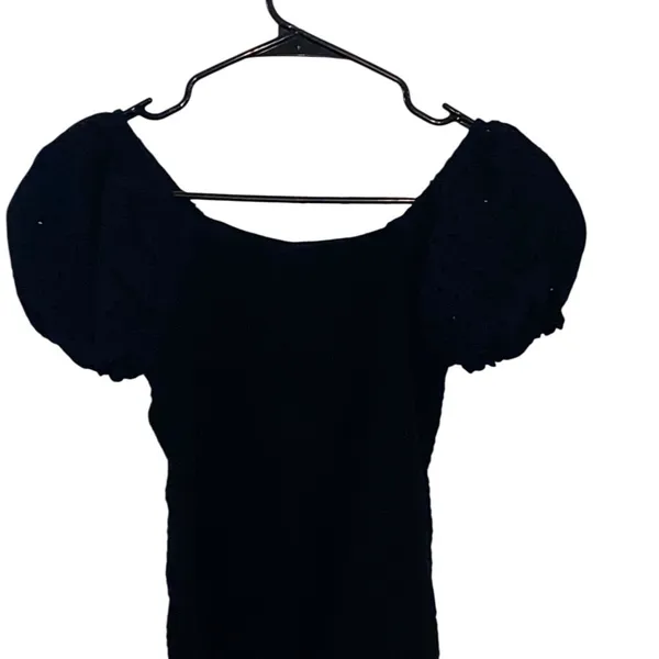 Art Class Black smocked eyelet puff sleeve milk maid Top cottagecore coquette - Image 7
