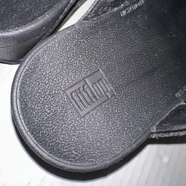 FitFlop Shoes Womens Size 8‎ Black Glitter Thong Wedge Sandals Comfort Toning - Image 4