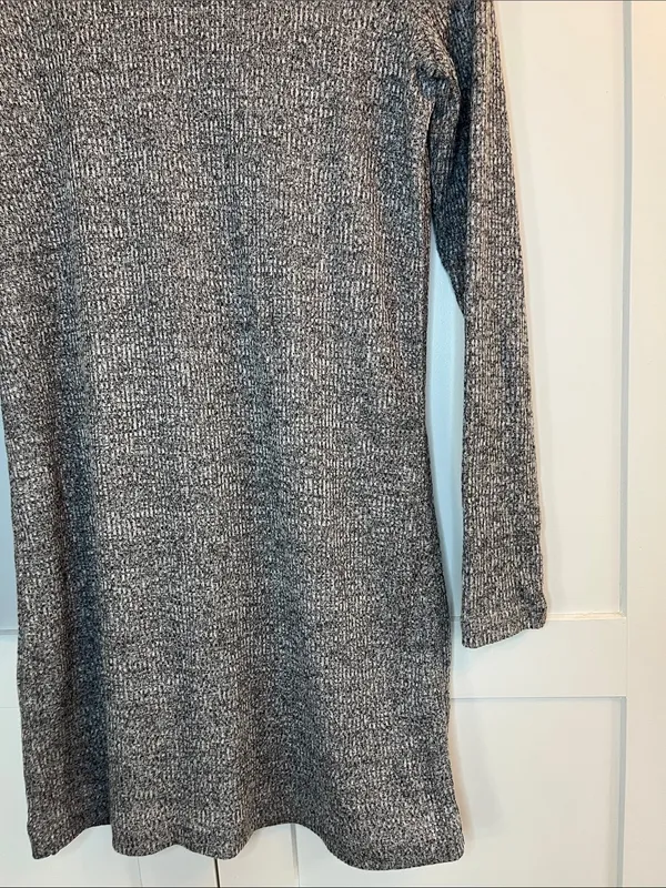 Lou & Gray Heathered Gray Ribbed Turtle Neck Long Sleeve Dress - Size Medium - Image 3