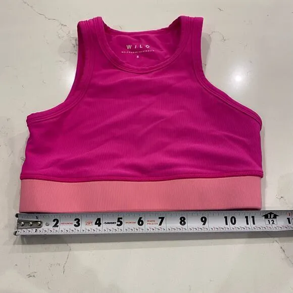 Wilo The Label Hot Pink‎ Workout Tank Top Crop Top size small - Image 4