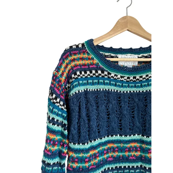 VTG The Limited Hand Knit Ramie Cotton Fair‎ Isle Sweater Sz S - Image 7