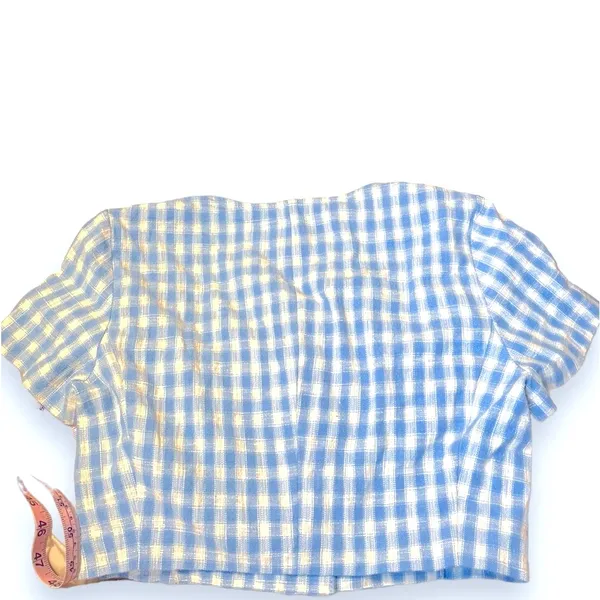 Zara Blue & White Gingham Crop Top Size Small - Image 7