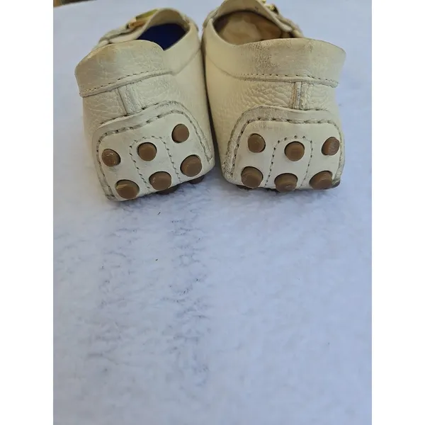 Tory Burch Kendrick Gold Pebbled Leather Moccasin Drivers Driving Loafers 5.5 M - Image 4