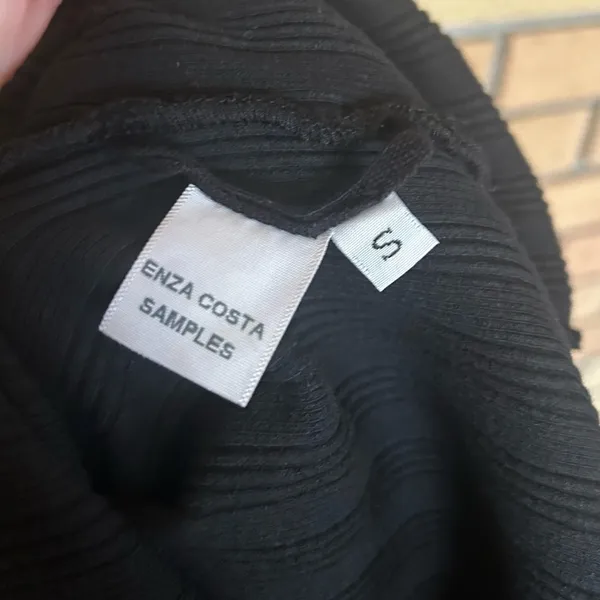 Enza Costa Black Ribbed Bodycon Stretch Maxi Dress Sample Size Small - Image 4