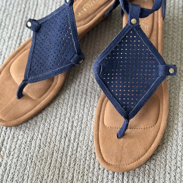 Koolaburra by Ugg Navy Blue Perforated Suede Wedge Sandals Sz 9.5 - Image 7