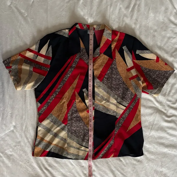 Vintage Abstract Button Down Top XXL Black - Image 3