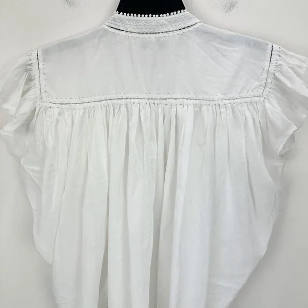 Madewell Shirred Lace Trim Top Blouse Cotton Viscose Lightweight White Large NWT - Image 14