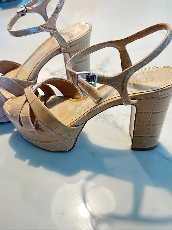 Schutz Keefa Croc-Embossed Platform Sandals size 7 - Image 3